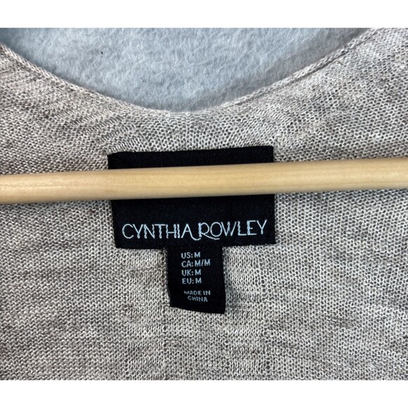 Cynthia Rowley Sweater M 100% Linen Cardigan Beige Heathered Capsule Minimalist - Picture 6 of 12